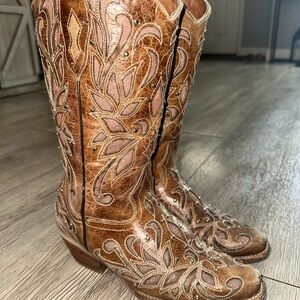 Dalton Rodeo Laser Orix Brown Leather Cowboy Western Boots Sz 7